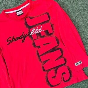 RARE Vintage Shady LTD Jeans Red L/S Eminem Tee Hip Hop Slim 90s Y2K Mens XL